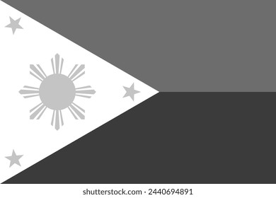 Philippines flag - greyscale monochrome vector illustration. Flag in black and white