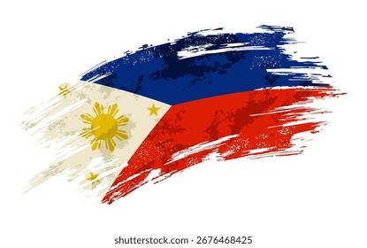Philippines flag grunge brushstroke texture background. Vector illustration.