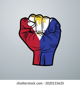 Philippinische Flagge mit Handdesign einzeln auf weißem Hintergrund. Vektorgrafik