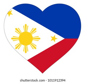 philippines flag in heart vector illustration sign. Flag of philippines in the shape of Heart with contrasting contour, symbol of love for his country or valentine day, patriotism.