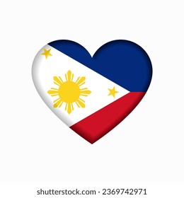 Señal de la bandera de Filipinas en forma de corazón. Ilustración vectorial.