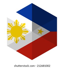 Philippines Flag Hexagon Flat Icon Button