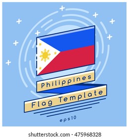 Philippines Flag  : Flag Icon With Festive Background : Vector Illustration