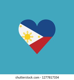 Philippines flag icon in a heart shape in flat design. Independence day or National day holiday concept.