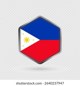 Philippines Flag Icon in Hexagon Shape.