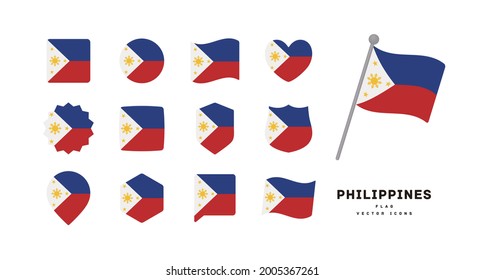 Philippines flag icon set vector illustration