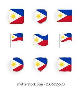 Filipinas: Iconos de bandera establecen diseño elegante