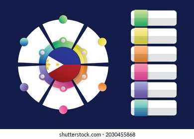 Philippines Flag with Infographic Design Incorporate with divided round shape. Vector illustration.