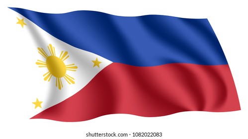 Bandera de Filipinas. Bandera nacional aislada de Filipinas. Bandera ondeando de la República de Filipinas. Bandera del filipino textil que fluye.