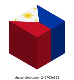 Philippines flag - isometric 3D cube isolated on white background. Vector object.