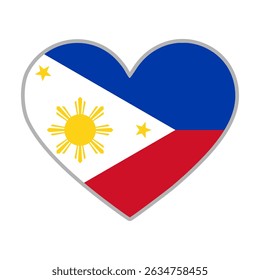 Philippines flag. Philippines love flag. Philippines flag in heart shape. Love symbol. Vector illustration.

