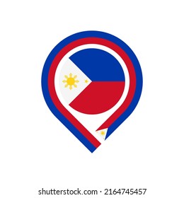 icono del pin del mapa de la bandera filipina. ilustración vectorial aislada en fondo blanco
