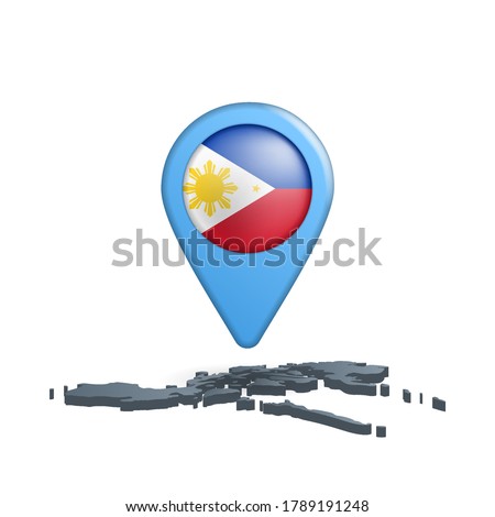 Philippines flag map pin on white