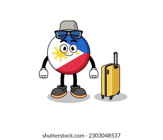 philippines flag mascot doing vacation , character design