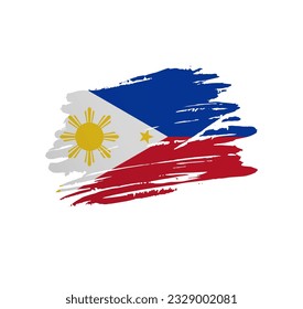 Philippines flag - nation vector country flag trextured in grunge scratchy brush stroke.