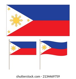 Color y proporción oficial de la bandera de Filipinas. Ilustración del vector ondulado