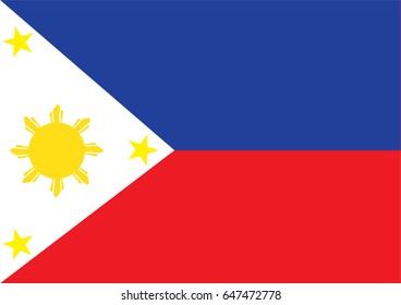 Philippines flag official colors and proportion correctly or National Flag of Philippines with vector illustration design or National Flag of Philippines vector background
