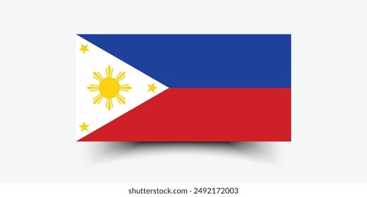 Bandera de Filipinas. Bandera de Filipinas. La proporción oficial. Icono de marca. Color estándar. Tamaño estándar. Una bandera rectangular. Ilustración de computadora. Ilustración digital Ilustración vectorial.