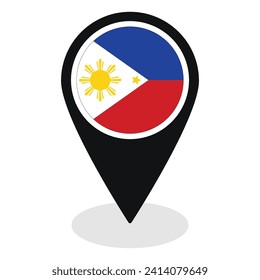 Philippines flag on map pinpoint icon isolated. Flag of Philippines