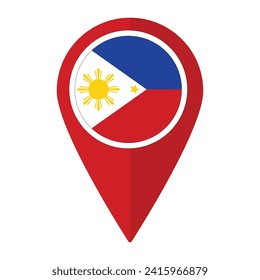 Philippinen-Flagge auf Karte Pinpoint Symbol einzeln. Flagge der Philippinen