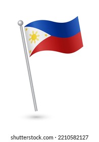 Philippines flag on pole waving in the wind vector illustration
