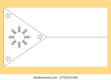 Philippines flag outline. Coloring page flag. Isolated on a white background.