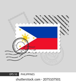 Philippines flag postage stamp. Isolated vector illustration on grey post stamp background and specify is vector eps10.