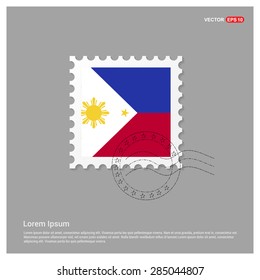 Philippines Flag Postage Stamp on white background. Vector illustration.