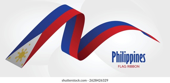 Ilustración vectorial de cinta de la bandera de Filipinas sobre fondo blanco
