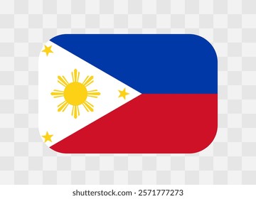 Philippines flag - rounded rectangle colorful flag representing a country cultural identity and heritage. The essence of national pride and unity. Vector flag on transparent background.