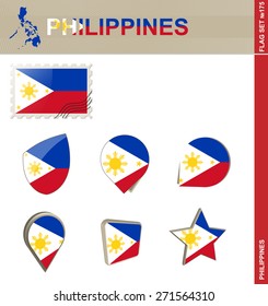 Philippines Flag Set, Flag Set #175. Vector.