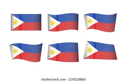 The Philippines Flag Set Flags National Filipino Symbol Banner Icon Vector Stickers Manila Asia City Wave Country State Wavy Realistic Independence Culture Nation Republic Kingdom Every All Flag