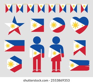 Philippines flag set. Isolated Philippines flag on white background