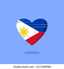 Philippinische Flagge geformt Liebesgrafik. Liebessymbol von Floating Flag. Nationalität