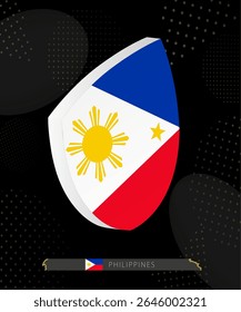 Philippines Flag Shield icon in 3D on Dark Modern Abstract Rugby Background. Perfect for sports events, heritage themes, national celebrations, and patriotic designs.