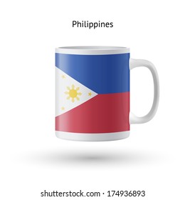 Philippines flag souvenir mug isolated on white background. Vector illustration.