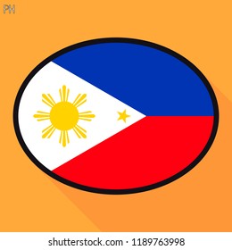 Philippines flag speech bubble, social media communication sign, flat business oval icon.