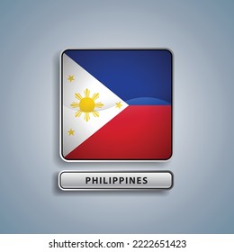 Philippines flag square button vector illustration