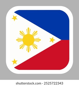 Philippines flag square flat vector with rounded corners and white border, vector illustration