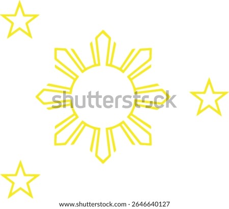 Philippines Flag Stars and Sun outline design eps isolated on white background eps