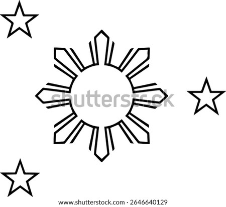 Philippines Flag Stars and Sun outline design eps isolated on white background eps