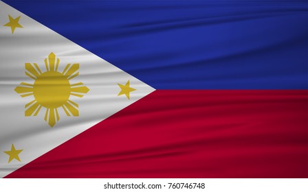 Philippines flag vector. Vector flag of Philippines blowig in the wind. EPS 10.