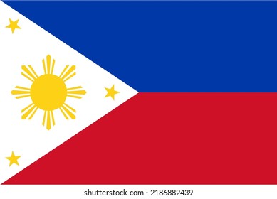 Philippines flag vector (blue, white, red, orange) country flag