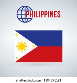 philippines flag vector illustration isolated on modern background with shadow.