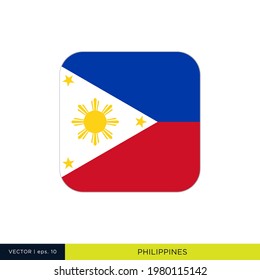 Philippines Flag Vector Stock Illustration Design Template. Rounded Square Shape.