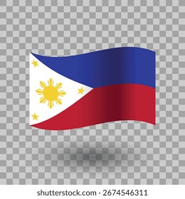 Philippines flag vector. Philippines wavy flag isolated transparent background. Flag of Philippines symbol icon. EPS 10
