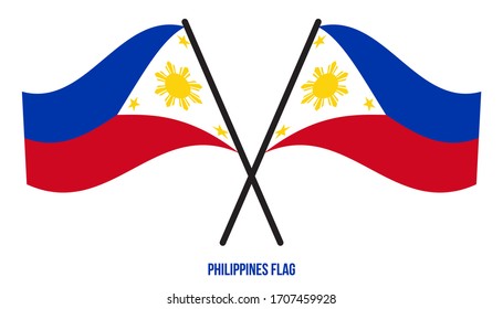 Filipinas: Ilustración de vectores ondeados en fondo blanco. Bandera Nacional de Filipinas.