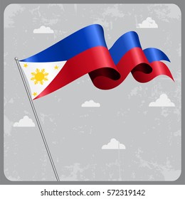 Philippines flag wavy abstract background. Vector illustration.