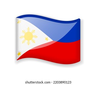 Philippines flag - Wavy flag bright glossy icon isolated on white background