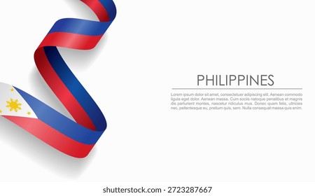 Bandeira das Filipinas fita ondulada, simbolizando o orgulho nacional, ideal para temas de design patriótico ou cultural. Ilustração vetorial.